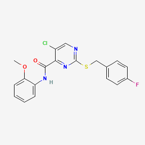 molecular formula C19H15ClFN3O2S B11387956 5-chloro-2-[(4-fluorobenzyl)sulfanyl]-N-(2-methoxyphenyl)pyrimidine-4-carboxamide 