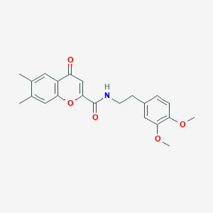 molecular formula C22H23NO5 B11388201 N-[2-(3,4-dimethoxyphenyl)ethyl]-6,7-dimethyl-4-oxo-4H-chromene-2-carboxamide 