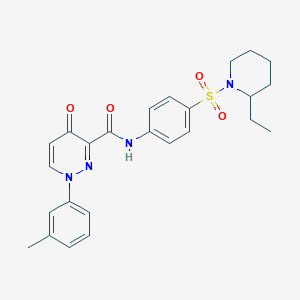 molecular formula C25H28N4O4S B11389347 N-{4-[(2-ethylpiperidin-1-yl)sulfonyl]phenyl}-1-(3-methylphenyl)-4-oxo-1,4-dihydropyridazine-3-carboxamide 