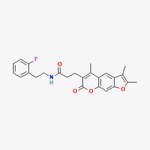molecular formula C25H24FNO4 B11389812 N-[2-(2-fluorophenyl)ethyl]-3-(2,3,5-trimethyl-7-oxo-7H-furo[3,2-g]chromen-6-yl)propanamide 