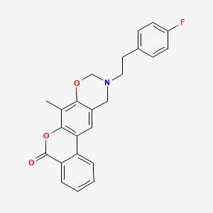 molecular formula C24H20FNO3 B11390056 10-[2-(4-fluorophenyl)ethyl]-7-methyl-10,11-dihydro-5H,9H-benzo[3,4]chromeno[6,7-e][1,3]oxazin-5-one 