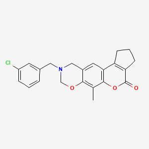 molecular formula C22H20ClNO3 B11390085 9-(3-chlorobenzyl)-6-methyl-2,3,9,10-tetrahydro-8H-cyclopenta[3,4]chromeno[6,7-e][1,3]oxazin-4(1H)-one 