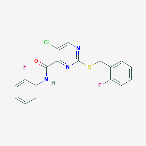molecular formula C18H12ClF2N3OS B11390324 5-chloro-2-[(2-fluorobenzyl)sulfanyl]-N-(2-fluorophenyl)pyrimidine-4-carboxamide 