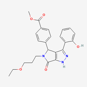 molecular formula C24H25N3O5 B11390506 Methyl 4-[5-(3-ethoxypropyl)-3-(2-hydroxyphenyl)-6-oxo-1,4,5,6-tetrahydropyrrolo[3,4-c]pyrazol-4-yl]benzoate 