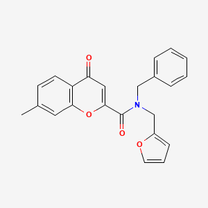 molecular formula C23H19NO4 B11390638 N-benzyl-N-(furan-2-ylmethyl)-7-methyl-4-oxo-4H-chromene-2-carboxamide 