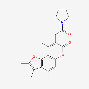 molecular formula C21H23NO4 B11390711 2,3,4,9-tetramethyl-8-[2-oxo-2-(pyrrolidin-1-yl)ethyl]-7H-furo[2,3-f]chromen-7-one 