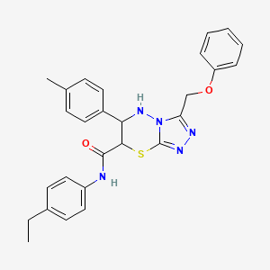 molecular formula C27H27N5O2S B11390742 N-(4-ethylphenyl)-6-(4-methylphenyl)-3-(phenoxymethyl)-6,7-dihydro-5H-[1,2,4]triazolo[3,4-b][1,3,4]thiadiazine-7-carboxamide 