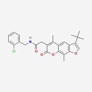 molecular formula C26H26ClNO4 B11390796 2-(3-tert-butyl-5,9-dimethyl-7-oxo-7H-furo[3,2-g]chromen-6-yl)-N-(2-chlorobenzyl)acetamide 