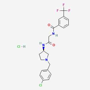 B1139086 N-[2-[[(3R)-1-[(4-Chlorophenyl)methyl]-3-pyrrolidinyl]amino]-2-oxoethyl]-3-(trifluoromethyl)benzamide hydrochloride CAS No. 1313730-14-1