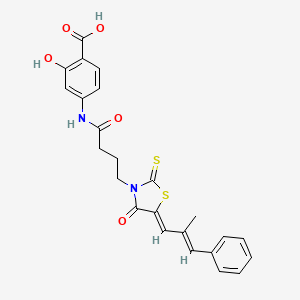 2-hydroxy-4-[4-[(5Z)-5-[(E)-2-methyl-3-phenylprop-2-enylidene]-4-oxo-2-sulfanylidene-1,3-thiazolidin-3-yl]butanoylamino]benzoic acid