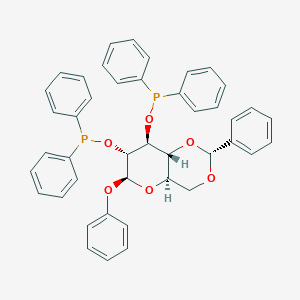 molecular formula C43H38O6P2 B011391 (-)-苯基-4,6-O-(R)-亚苄基-2,3-O-双-(二苯基膦基)-β-D-葡萄糖吡喃苷 CAS No. 111137-94-1
