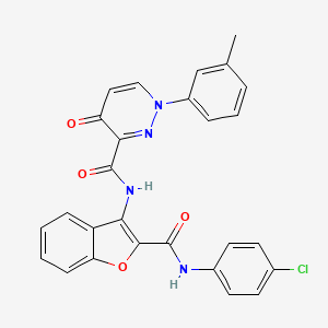 molecular formula C27H19ClN4O4 B11391026 N-{2-[(4-chlorophenyl)carbamoyl]-1-benzofuran-3-yl}-1-(3-methylphenyl)-4-oxo-1,4-dihydropyridazine-3-carboxamide 
