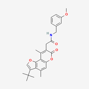 molecular formula C27H29NO5 B11391044 2-(3-tert-butyl-4,9-dimethyl-7-oxo-7H-furo[2,3-f]chromen-8-yl)-N-(3-methoxybenzyl)acetamide 