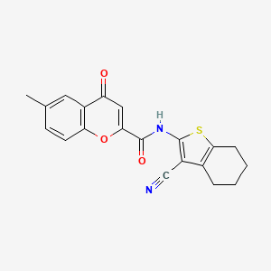 molecular formula C20H16N2O3S B11391072 N-(3-cyano-4,5,6,7-tetrahydro-1-benzothiophen-2-yl)-6-methyl-4-oxo-4H-chromene-2-carboxamide 