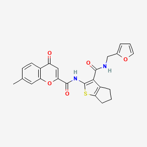 molecular formula C24H20N2O5S B11391139 N-{3-[(furan-2-ylmethyl)carbamoyl]-5,6-dihydro-4H-cyclopenta[b]thiophen-2-yl}-7-methyl-4-oxo-4H-chromene-2-carboxamide 