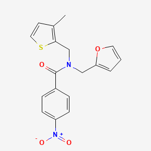 molecular formula C18H16N2O4S B11391157 N-(furan-2-ylmethyl)-N-[(3-methylthiophen-2-yl)methyl]-4-nitrobenzamide 