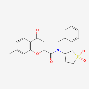 molecular formula C22H21NO5S B11391190 N-benzyl-N-(1,1-dioxidotetrahydrothiophen-3-yl)-7-methyl-4-oxo-4H-chromene-2-carboxamide 