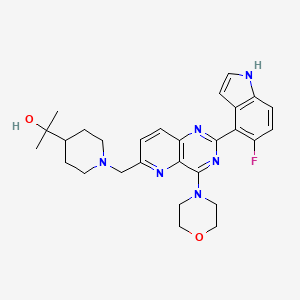 molecular formula C28H33FN6O2 B1139148 2-(1-{[2-(5-Fluoro-1h-Indol-4-Yl)-4-(Morpholin-4-Yl)pyrido[3,2-D]pyrimidin-6-Yl]methyl}piperidin-4-Yl)propan-2-Ol CAS No. 1332075-63-4