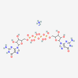 molecular formula C20H31N11O21P4 B1139150 azanium;[[5-(2-amino-6-oxo-1H-purin-9-yl)-3,4-dihydroxyoxolan-2-yl]methoxy-hydroxyphosphoryl] [[[5-(2-amino-6-oxo-1H-purin-9-yl)-3,4-dihydroxyoxolan-2-yl]methoxy-hydroxyphosphoryl]oxy-hydroxyphosphoryl] hydrogen phosphate CAS No. 102783-33-5