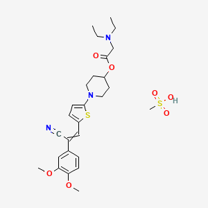 molecular formula C27H37N3O7S2 B1139161 [1-[5-[(Z)-2-cyano-2-(3,4-dimethoxyphenyl)ethenyl]thiophen-2-yl]piperidin-4-yl] 2-(diethylamino)acetate;methanesulfonic acid CAS No. 1346753-00-1