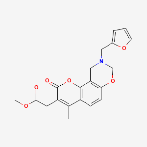 molecular formula C20H19NO6 B11391822 methyl [9-(furan-2-ylmethyl)-4-methyl-2-oxo-9,10-dihydro-2H,8H-chromeno[8,7-e][1,3]oxazin-3-yl]acetate 