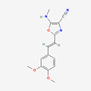 molecular formula C15H15N3O3 B11391864 2-[(E)-2-(3,4-dimethoxyphenyl)ethenyl]-5-(methylamino)-1,3-oxazole-4-carbonitrile 