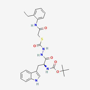 molecular formula C27H33N5O5S B1139193 tert-butyl N-[(2S)-1-[2-[2-(2-ethylanilino)-2-oxoethyl]sulfanylcarbonylhydrazinyl]-3-(1H-indol-3-yl)-1-oxopropan-2-yl]carbamate CAS No. 958772-66-2
