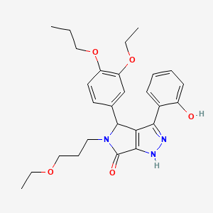 molecular formula C27H33N3O5 B11391954 4-(3-ethoxy-4-propoxyphenyl)-5-(3-ethoxypropyl)-3-(2-hydroxyphenyl)-4,5-dihydropyrrolo[3,4-c]pyrazol-6(1H)-one 