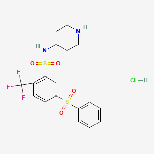 molecular formula C18H19F3N2O4S2.HCl B1139200 WAY 316606 hydrochloride CAS No. 1781835-02-6