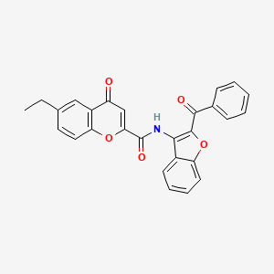 molecular formula C27H19NO5 B11392096 N-(2-benzoyl-1-benzofuran-3-yl)-6-ethyl-4-oxo-4H-chromene-2-carboxamide 