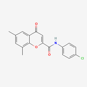 molecular formula C18H14ClNO3 B11392101 N-(4-chlorophenyl)-6,8-dimethyl-4-oxo-4H-chromene-2-carboxamide 