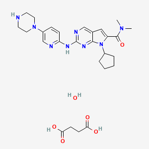 molecular formula C27H38N8O6 B1139211 butanedioic acid;7-cyclopentyl-N,N-dimethyl-2-[(5-piperazin-1-ylpyridin-2-yl)amino]pyrrolo[2,3-d]pyrimidine-6-carboxamide;hydrate 