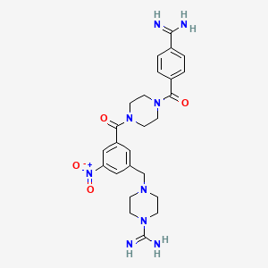 molecular formula C25H31N9O4 B1139215 4-[[3-[4-(4-Carbamimidoylbenzoyl)piperazine-1-carbonyl]-5-nitrophenyl]methyl]piperazine-1-carboximidamide CAS No. 1379573-88-2