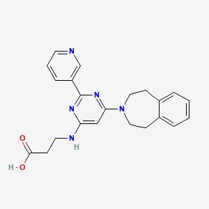 molecular formula C22H23N5O2 B1139221 3-[[2-(3-Pyridinyl)-6-(1,2,4,5-tetrahydro-3-benzazepin-3-yl)-4-pyrimidinyl]amino]propanoic acid CAS No. 1394854-52-4