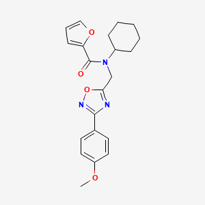 molecular formula C21H23N3O4 B11392423 N-cyclohexyl-N-{[3-(4-methoxyphenyl)-1,2,4-oxadiazol-5-yl]methyl}furan-2-carboxamide 