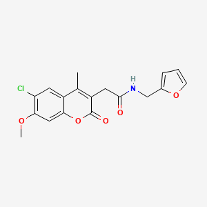 molecular formula C18H16ClNO5 B11392546 2-(6-chloro-7-methoxy-4-methyl-2-oxo-2H-chromen-3-yl)-N-(furan-2-ylmethyl)acetamide 