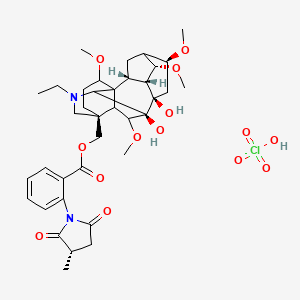 [(2R,3R,4S,6S,8R,9R,13S,16S,18R)-11-ethyl-8,9-dihydroxy-4,6,16,18-tetramethoxy-11-azahexacyclo[7.7.2.12,5.01,10.03,8.013,17]nonadecan-13-yl]methyl 2-[(3S)-3-methyl-2,5-dioxopyrrolidin-1-yl]benzoate;perchloric acid