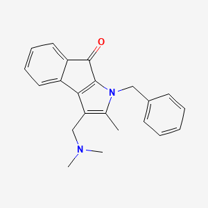 molecular formula C22H22N2O B11392820 Indeno(2,1-b)pyrrol-8(1H)-one, 3-((dimethylamino)methyl)-2-methyl-1-(phenylmethyl)- CAS No. 126581-73-5