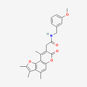 molecular formula C25H25NO5 B11392851 N-(3-methoxybenzyl)-2-(2,3,4,9-tetramethyl-7-oxo-7H-furo[2,3-f]chromen-8-yl)acetamide 