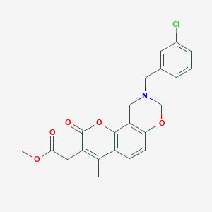 molecular formula C22H20ClNO5 B11392866 methyl [9-(3-chlorobenzyl)-4-methyl-2-oxo-9,10-dihydro-2H,8H-chromeno[8,7-e][1,3]oxazin-3-yl]acetate 