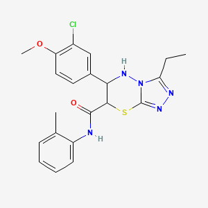 molecular formula C21H22ClN5O2S B11392997 6-(3-chloro-4-methoxyphenyl)-3-ethyl-N-(2-methylphenyl)-6,7-dihydro-5H-[1,2,4]triazolo[3,4-b][1,3,4]thiadiazine-7-carboxamide 