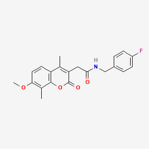 molecular formula C21H20FNO4 B11393081 N-(4-fluorobenzyl)-2-(7-methoxy-4,8-dimethyl-2-oxo-2H-chromen-3-yl)acetamide 