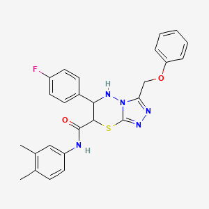 molecular formula C26H24FN5O2S B11393121 N-(3,4-dimethylphenyl)-6-(4-fluorophenyl)-3-(phenoxymethyl)-6,7-dihydro-5H-[1,2,4]triazolo[3,4-b][1,3,4]thiadiazine-7-carboxamide 