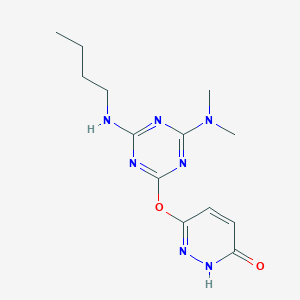 molecular formula C13H19N7O2 B11393213 6-{[4-(Butylamino)-6-(dimethylamino)-1,3,5-triazin-2-yl]oxy}pyridazin-3-ol 