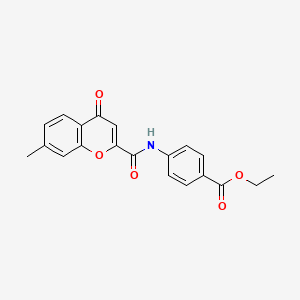 molecular formula C20H17NO5 B11393377 ethyl 4-{[(7-methyl-4-oxo-4H-chromen-2-yl)carbonyl]amino}benzoate 