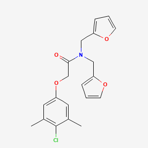 molecular formula C20H20ClNO4 B11393390 2-(4-chloro-3,5-dimethylphenoxy)-N,N-bis(furan-2-ylmethyl)acetamide 