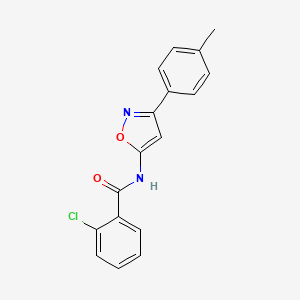 molecular formula C17H13ClN2O2 B11393744 2-chloro-N-[3-(4-methylphenyl)-1,2-oxazol-5-yl]benzamide 