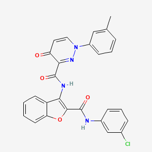 molecular formula C27H19ClN4O4 B11393758 N-{2-[(3-chlorophenyl)carbamoyl]-1-benzofuran-3-yl}-1-(3-methylphenyl)-4-oxo-1,4-dihydropyridazine-3-carboxamide 