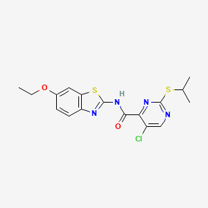 molecular formula C17H17ClN4O2S2 B11393776 5-chloro-N-(6-ethoxy-1,3-benzothiazol-2-yl)-2-(propan-2-ylsulfanyl)pyrimidine-4-carboxamide 