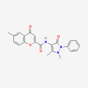 molecular formula C22H19N3O4 B11393796 N-(1,5-dimethyl-3-oxo-2-phenyl-2,3-dihydro-1H-pyrazol-4-yl)-6-methyl-4-oxo-4H-chromene-2-carboxamide 